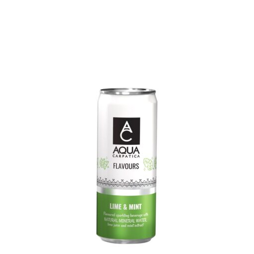 Ανθρακούχο Φυσικό Μεταλικό Νερό AQUA CARPATICA FLAVOURS LIME & MINT CAN 4x330ml