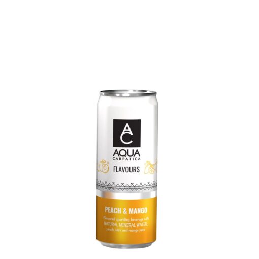 Ανθρακούχο Φυσικό Μεταλικό Νερό AQUA CARPATICA FLAVOURS PEACH & MANGO CAN 4x330ml